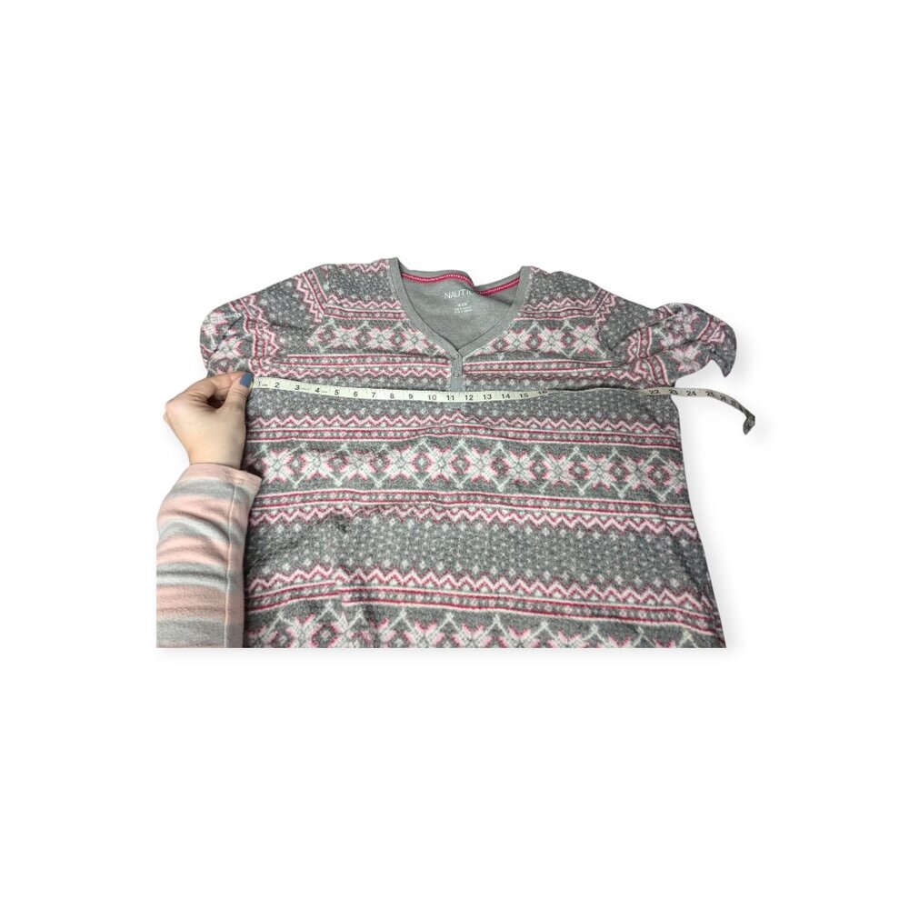 Nautica Winter Themed Red White Gray Women Fleece Pajamas 2 Piece Set Size XXL - Picture 7 of 16